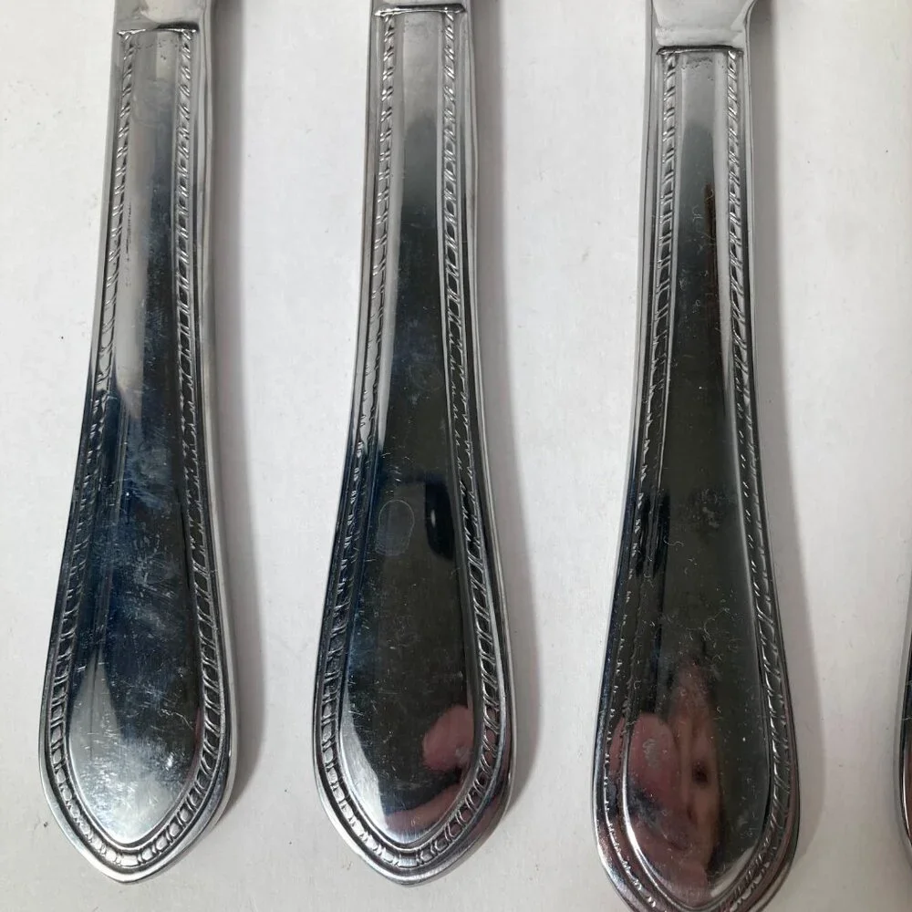 6 Reed‎ & Barton GRAND Hotel II Beaded Stainless Knives 4 Steak 2 Butter 9.5